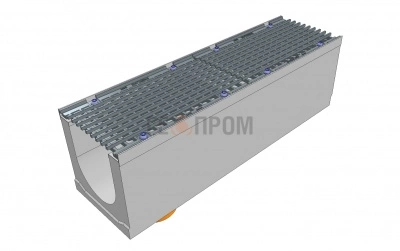 лоток водоотводный бетонный super dn300 h=360 с решеткой чугунной вч (комплект) кл. d400 с вертикальным водосливом
