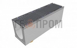 лоток водоотводный бетонный super dn200 h=310 с решеткой чугунной вч (комплект) кл. d400 с вертикальным водосливом
