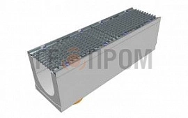 лоток водоотводный бетонный super dn200 h=280 с решеткой чугунной вч (комплект) кл. d400 с вертикальным водосливом
